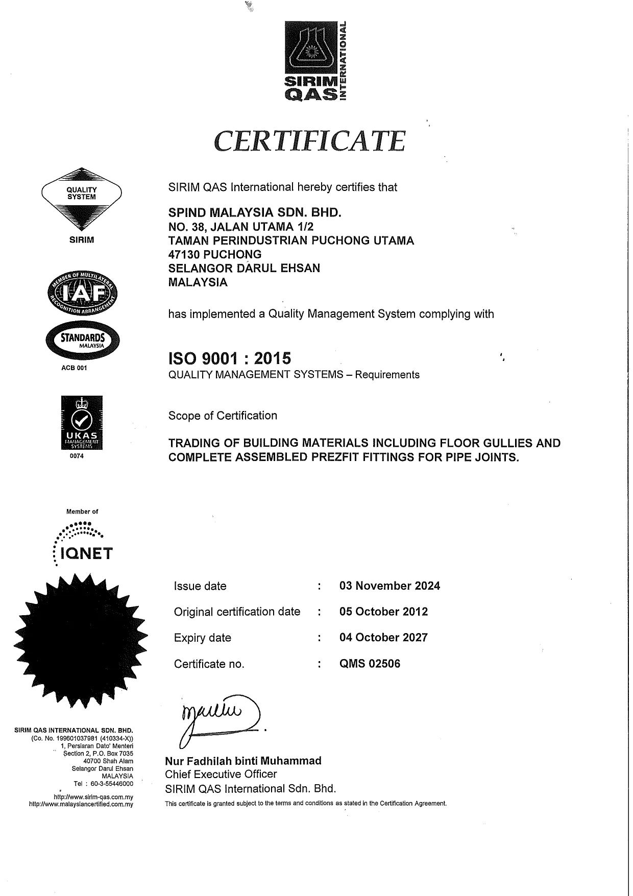 SIRIM ISO 9001